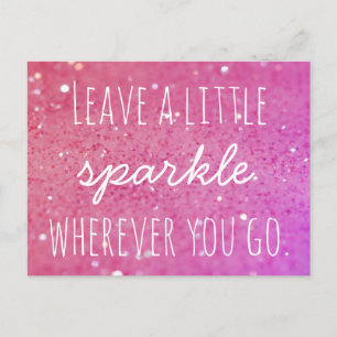 Leave a little sparkle, you go Pink Bokeh Postcard