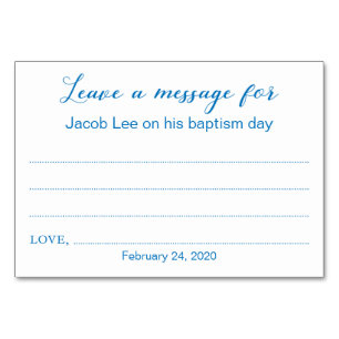 Leave A Message Baptism Christening Cards Blue