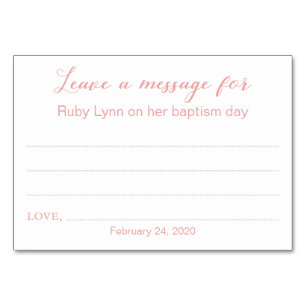 Leave A Message Baptism Christening Cards Pink
