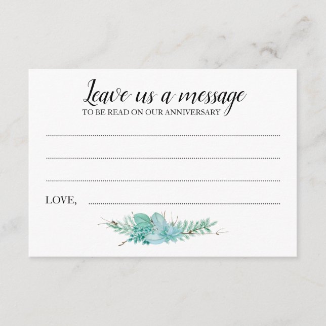 Leave A Message Botanical Greenery Wedding Advice (Front)