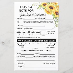 Leave a Note for Newlywed bilingual Sunflowers