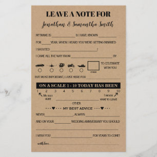Leave a Note to Couple Rustic Wedding Game Card