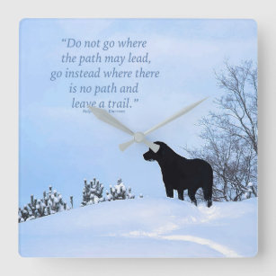 Leave a Trail 2 - Inspirational Quote - Black Lab Square Wall Clock