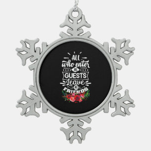 Leave As Friends Snowflake Pewter Christmas Ornament