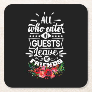Leave As Friends Square Paper Coaster