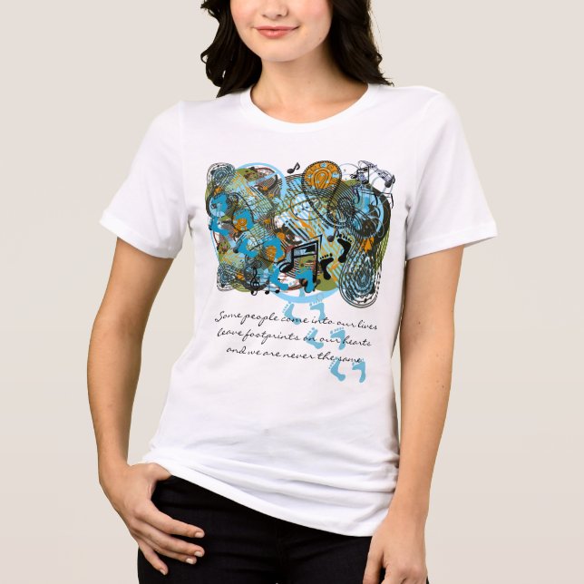 Leave footprints on hearts, we are never the same Tri-Blend shirt (Front)