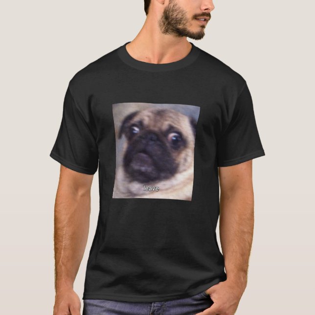 Leave Funny Pug Face Cute Blurry Meme Long Sleeve T-Shirt (Front)