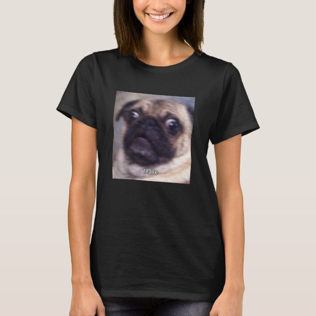 Leave Funny Pug Face Cute Blurry Meme Long Sleeve T-Shirt (Front)
