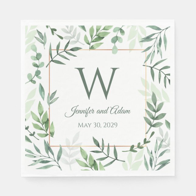 Leave Greenery Leaf Garden Wedding  Napkin (Front)