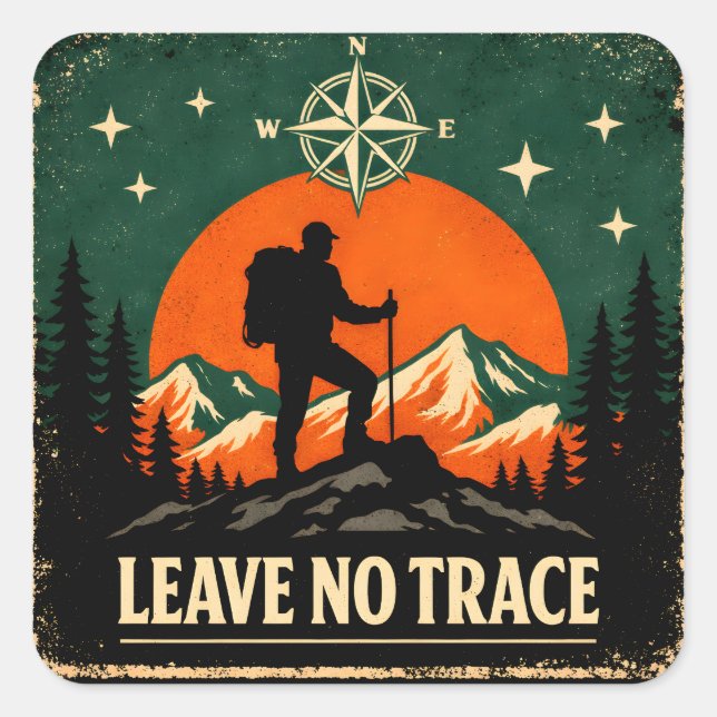 Leave No Trace – Eco Outdoor Ethics Nature Square Sticker (Front)