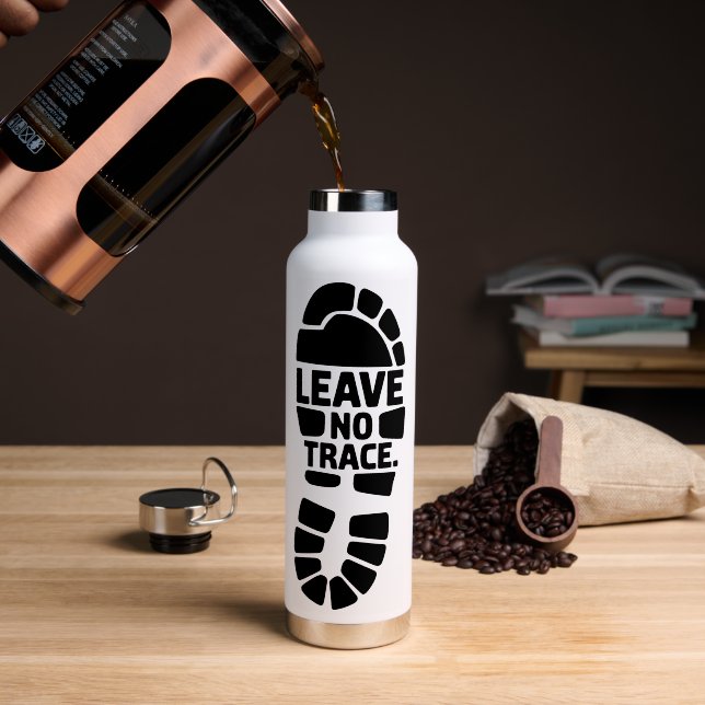 Leave No Trace Hiking Bootprint Design Water Bottle (Coffee (Rotated))