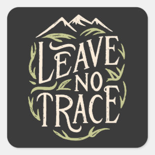 Leave no trace hiking square sticker