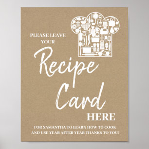Leave recipe card here bridal shower sign