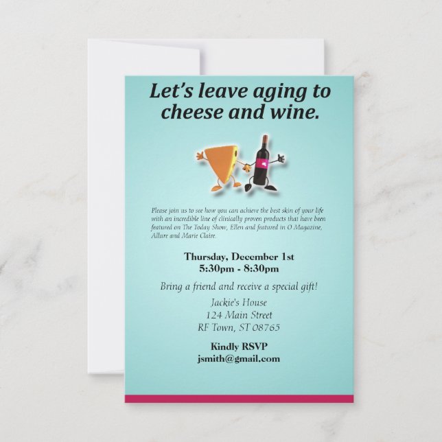 Leave the aging to cheese and wine invitation (Front)