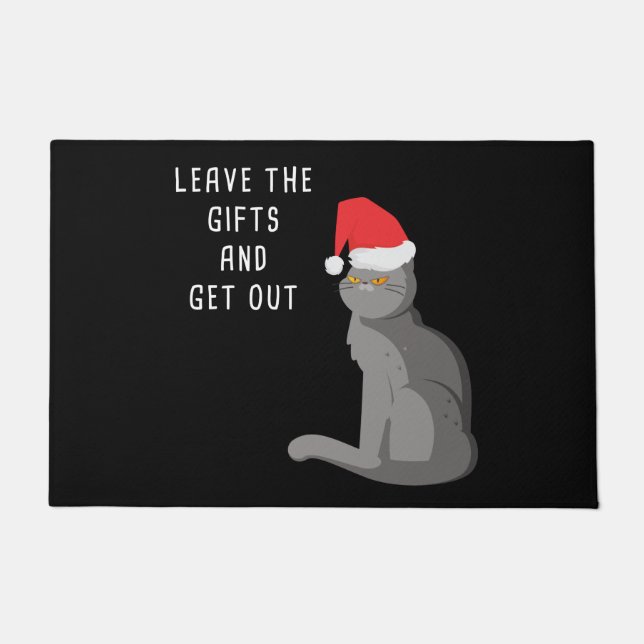 Leave The Gifts & Get Out – Funny Cranky Christmas Doormat (Front)