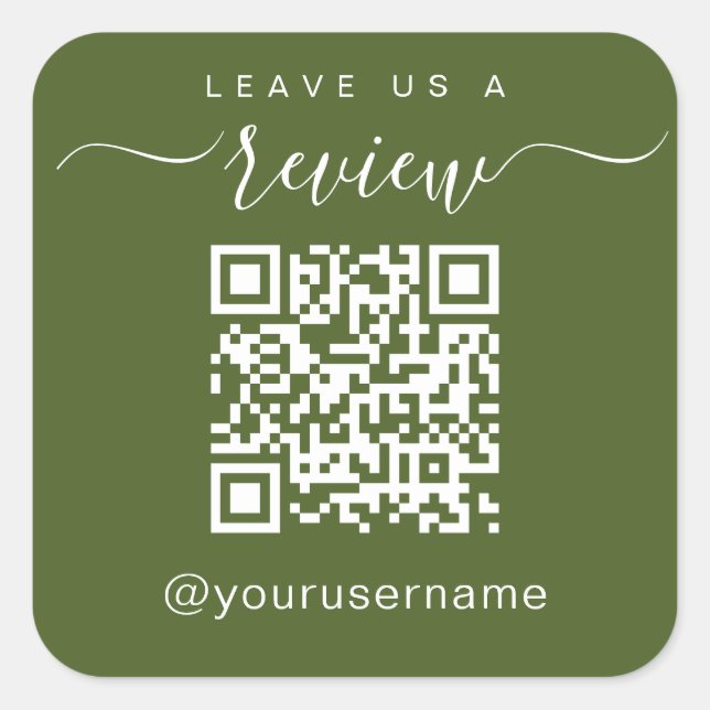 Leave Us A Review Business QR Code Social media Square Sticker (Front)