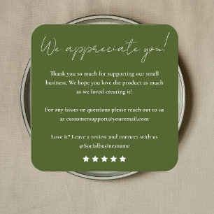 Leave Us A Review Customer Feedback Thank You Square Business Card