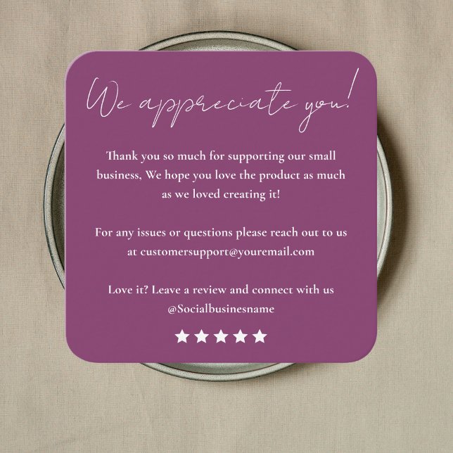 Leave Us A Review | Customer Feedback | Thank You Square Business Card (Creator Uploaded)