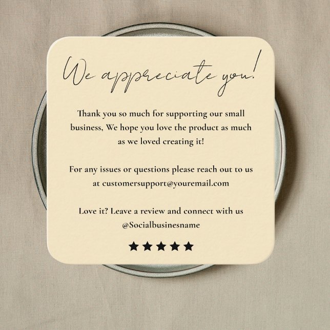 Leave Us A Review | Customer Feedback | Thank You Square Business Card (Creator Uploaded)