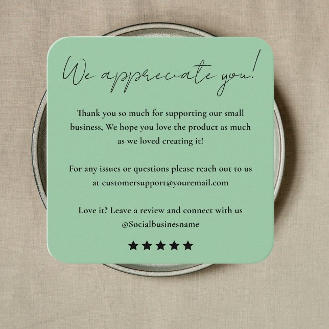 Leave Us A Review | Customer Feedback | Thank You Square Business Card (Creator Uploaded)