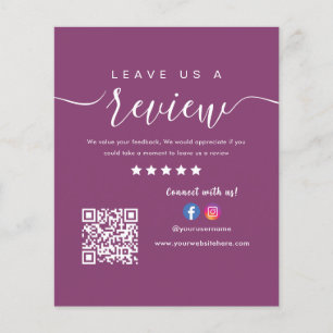Leave Us A Review Facebook Instagram Berry Purple Flyer