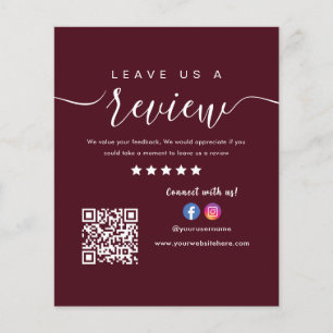 Leave Us A Review Facebook Instagram Burgundy Flyer