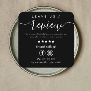 Leave Us A Review Facebook Instagram Logo Black Square Business Card