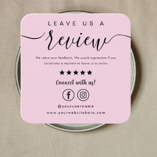 Leave Us A Review Facebook Instagram Logo Pink Square Business Card