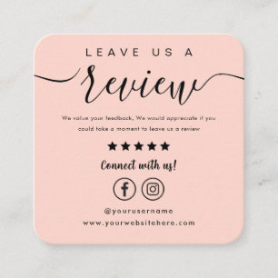 Leave Us A Review Facebook Instagram Logo Pink Square Business Card