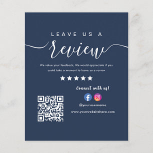 Leave Us A Review Facebook Instagram Navy Blue Flyer