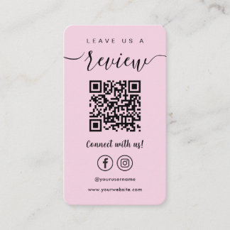 Leave Us A Review Facebook Instagram Qr Code Pink Business Card