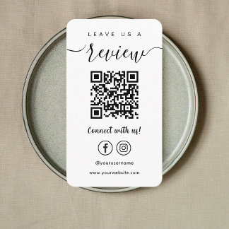 Leave Us A Review Facebook Instagram Qr Code White Business Card