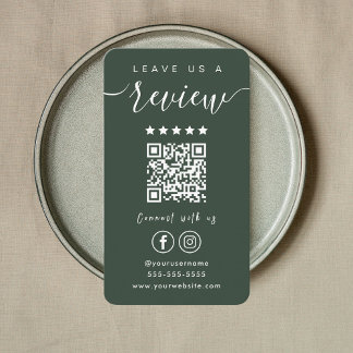 Leave Us A Review Instagram Facebook Forest Green Business Card