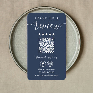 Leave Us A Review Instagram Facebook Navy Blue Business Card