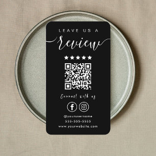 Leave Us A Review Instagram Facebook QR Code Black Business Card