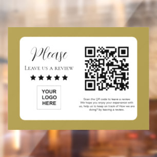 Leave us a review QR code Gold  Window Cling