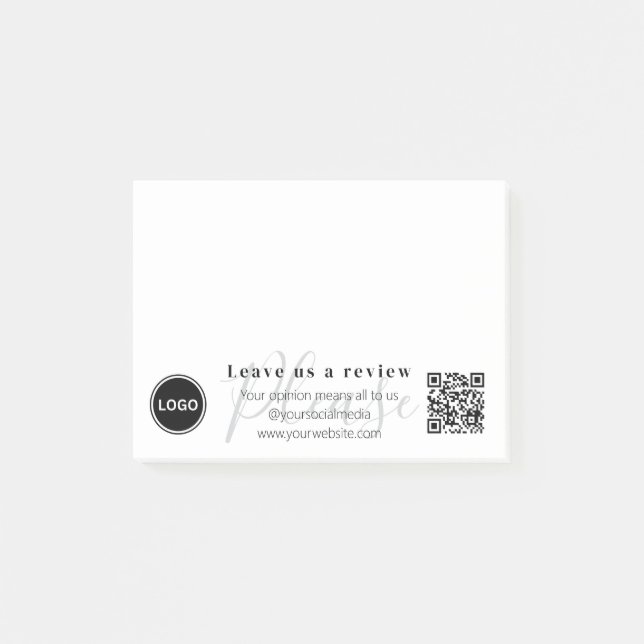 Leave us a review | QR code Modern Business Card Post-it Notes (Front)