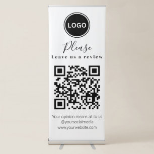 Leave us a review   QR code Modern Business Card Retractable Banner