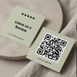 Leave Us a Review QR Code Personalised Square Business Card