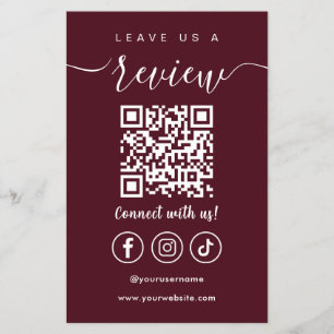 Leave Us A Review Qr Code Social Media Logo Flyer