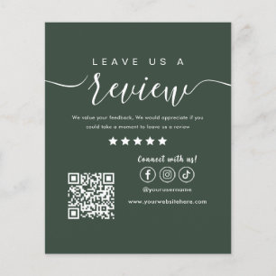 Leave Us A Review Social Media Logo Dark Green Flyer