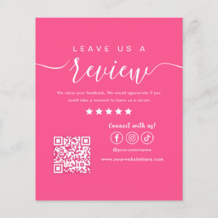 Leave Us A Review Social Media Logo Hot Pink Flyer