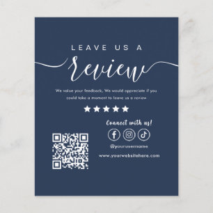 Leave Us A Review Social Media Logo Navy Blue Flyer