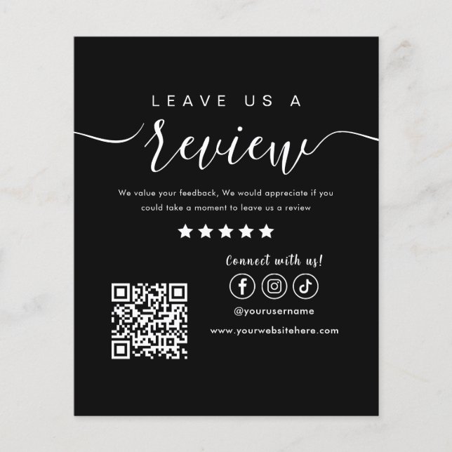 Leave Us A Review Social Media Logo Trendy Black Flyer (Front)