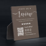 Leave Us A Review Social Media Qr Code Logo Brown Plaque<br><div class="desc">Leave Us A Review Social Media Qr Code Logo Brown</div>