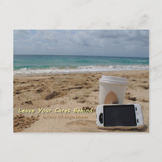 Leave Your Cares Behind Postcard (Front)