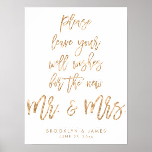 Leave Your Well Wishes Wedding Sign Gold Foil