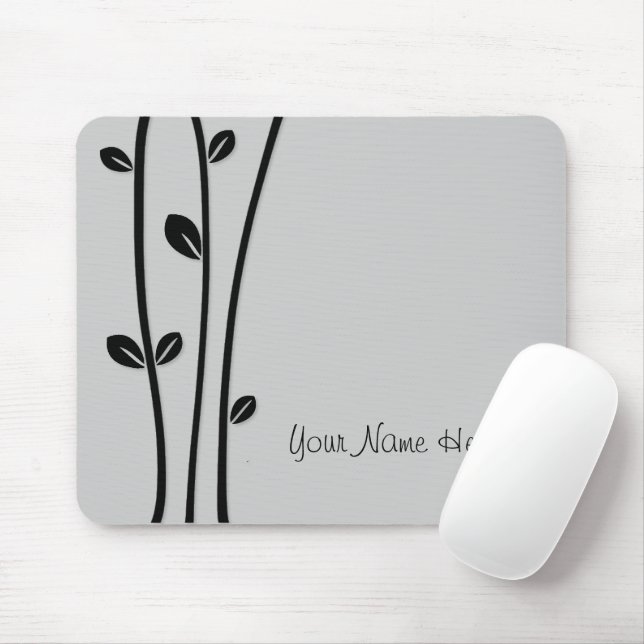 Leaved Black Branches Mouse Mat (With Mouse)