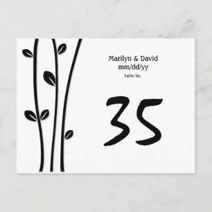 Leaved Black Branches Table Number Postcard