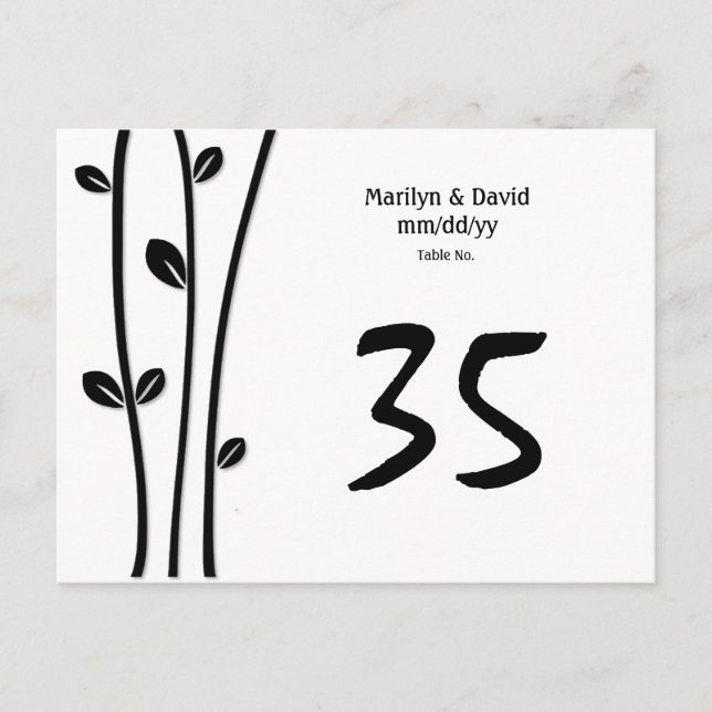 Leaved Black Branches Table Number Postcard (Front)